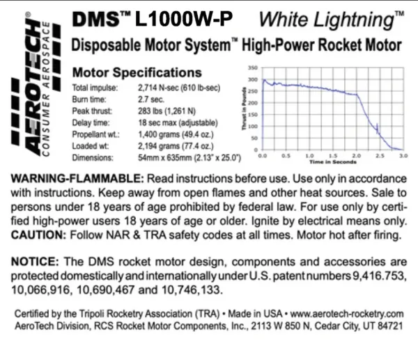 Aerotech L1000W-18A - DMS Single Use (P2)